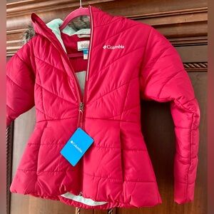 🆕🔖 Columbia ✨ Kids' Katelyn Crest ✨ Hooded Pink Puffer Jacket ✨ Size S 7/8 NWT!!